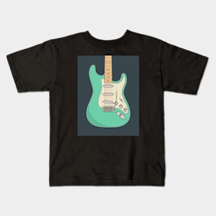 Sea Foam Green Strat Guitar Kids T-Shirt